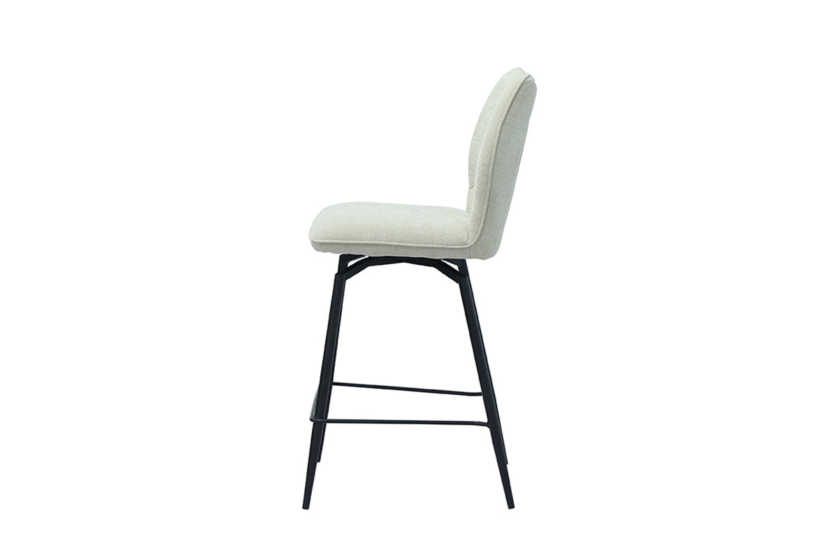 Chaise de comptoir Lara Tissu pivotante Écru
