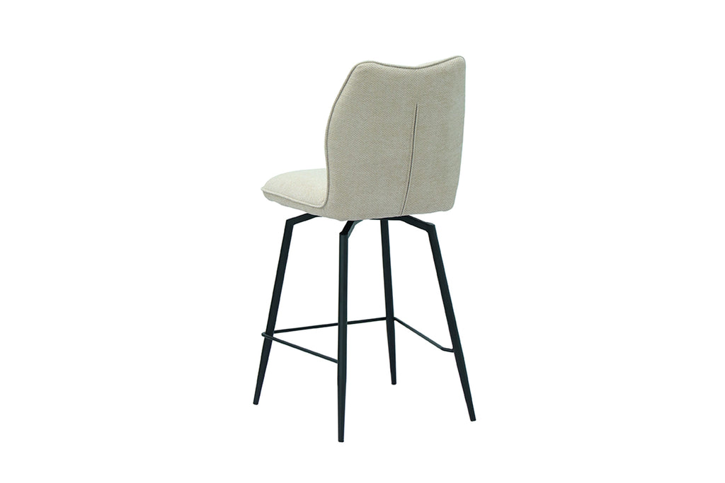 Chaise de comptoir Lara Tissu pivotante Écru