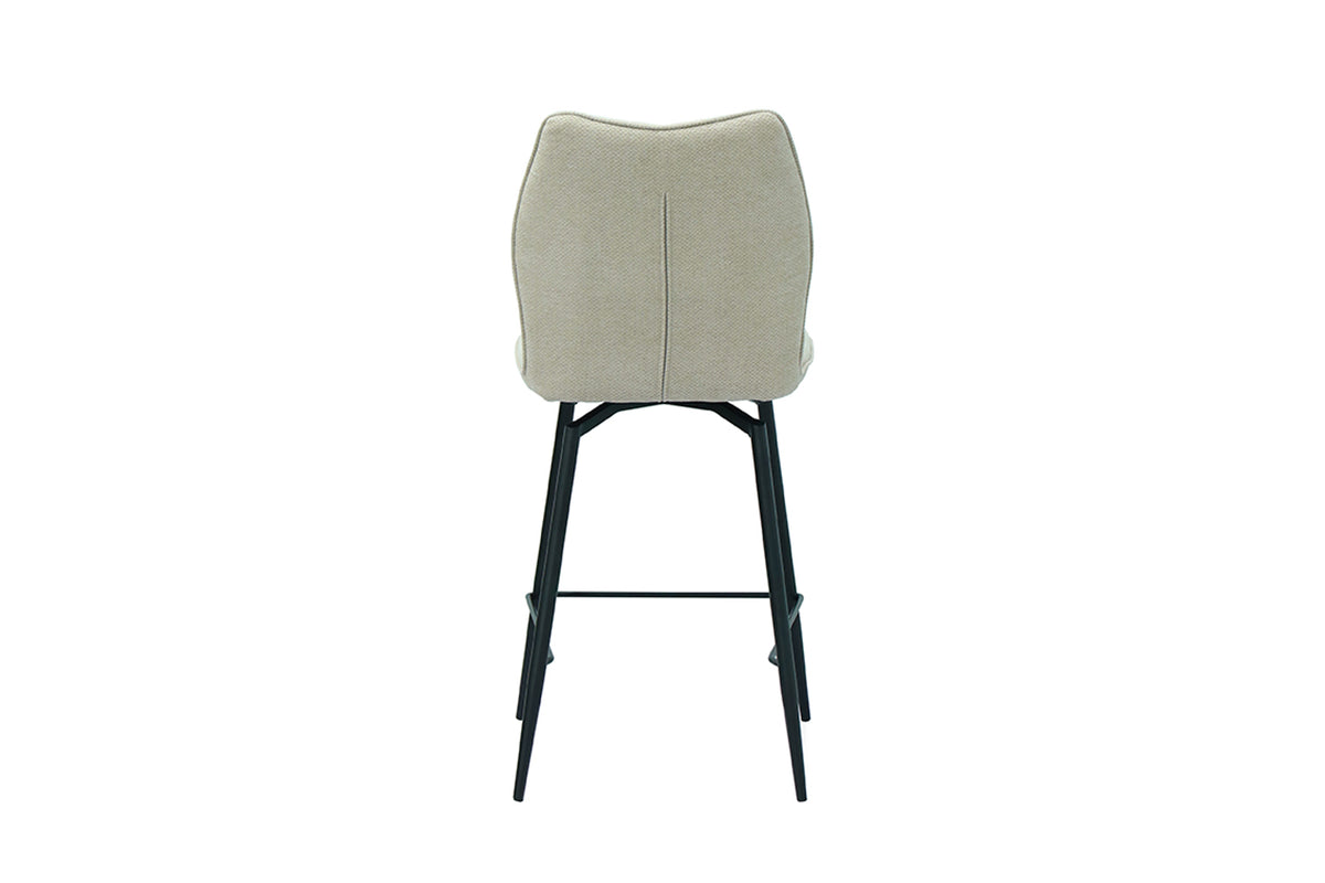 Chaise de comptoir Lara Tissu pivotante Écru
