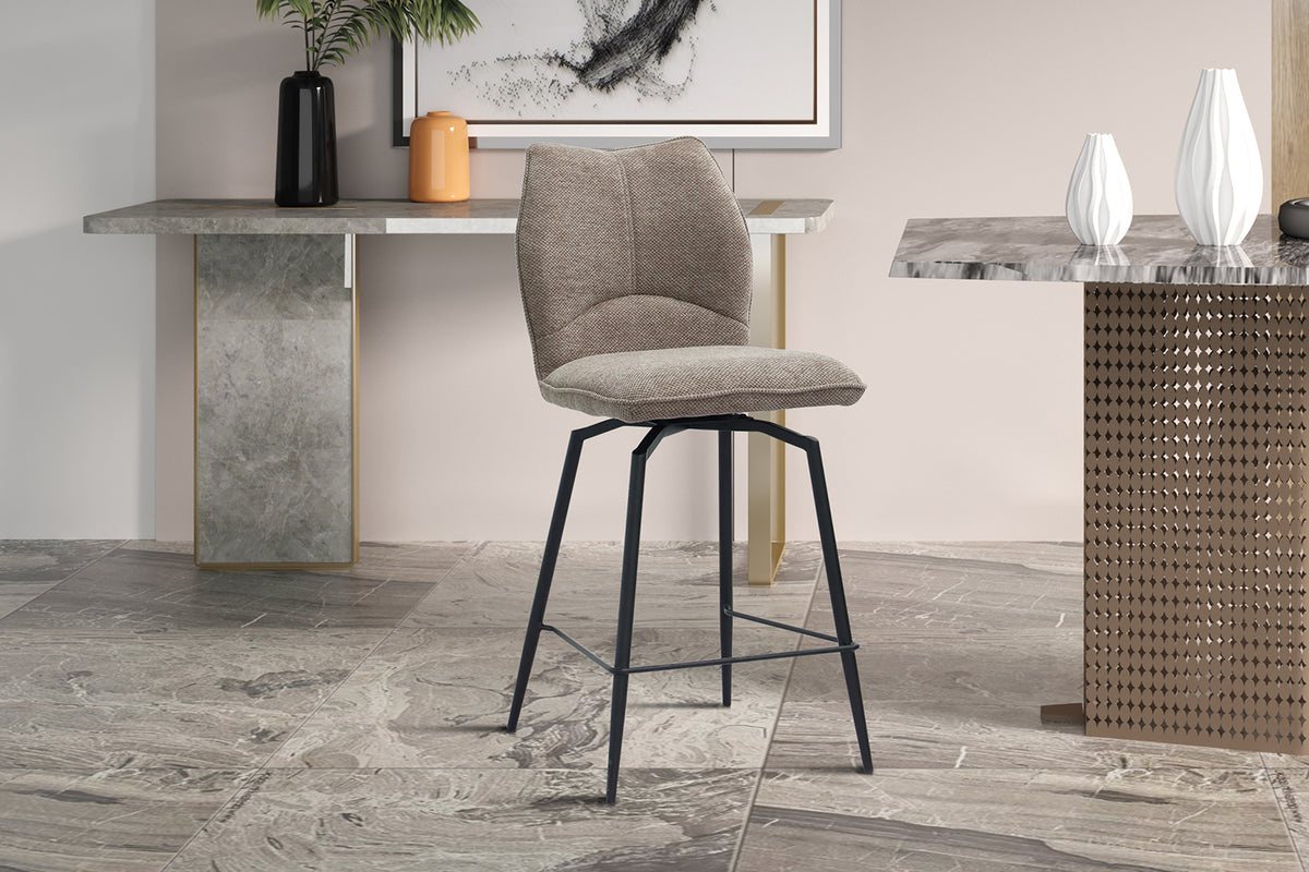 Chaise de comptoir Lara Tissu pivotante Sable