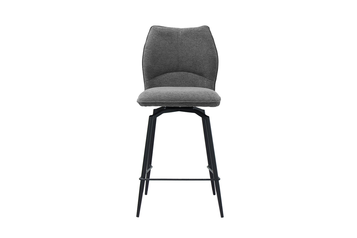 Chaise de comptoir Lara Tissu pivotante Gris