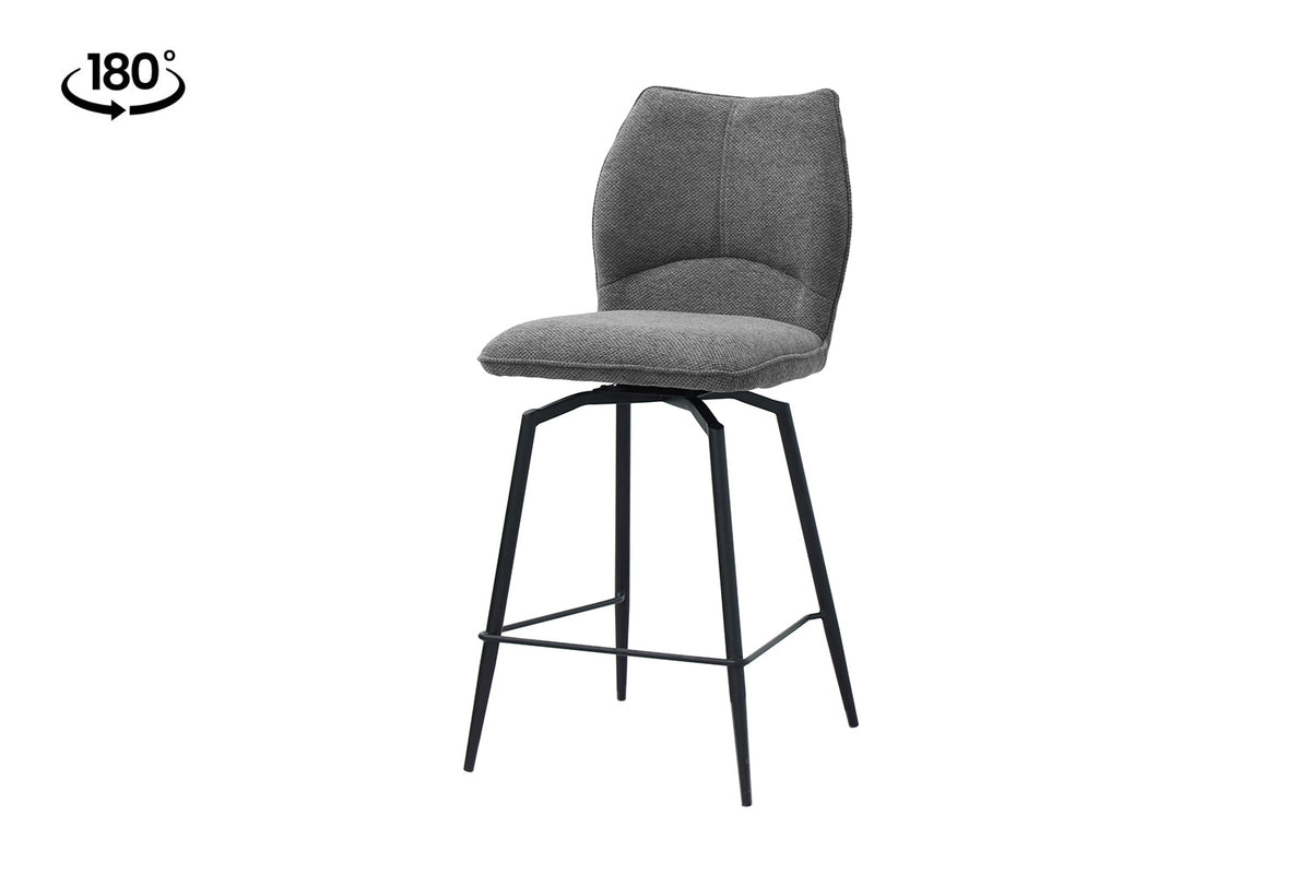 Chaise de comptoir Lara Tissu pivotante Gris