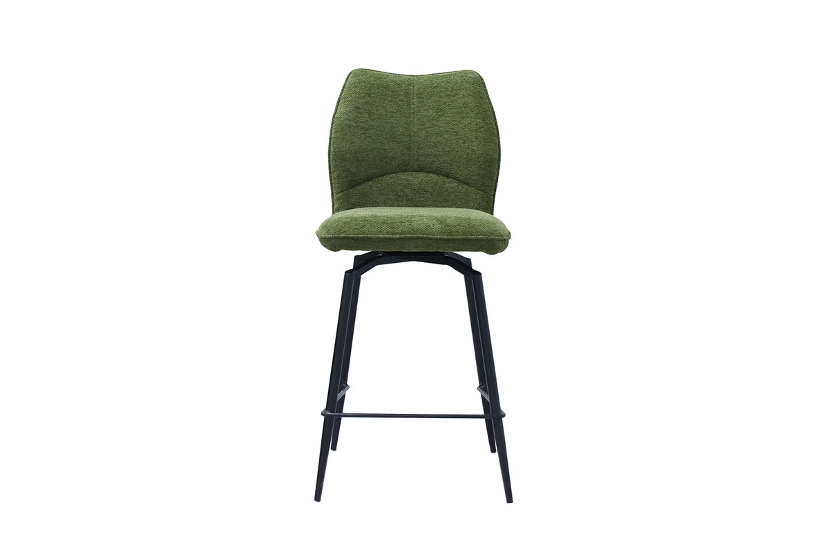 Chaise de comptoir Lara Tissu pivotante Vert