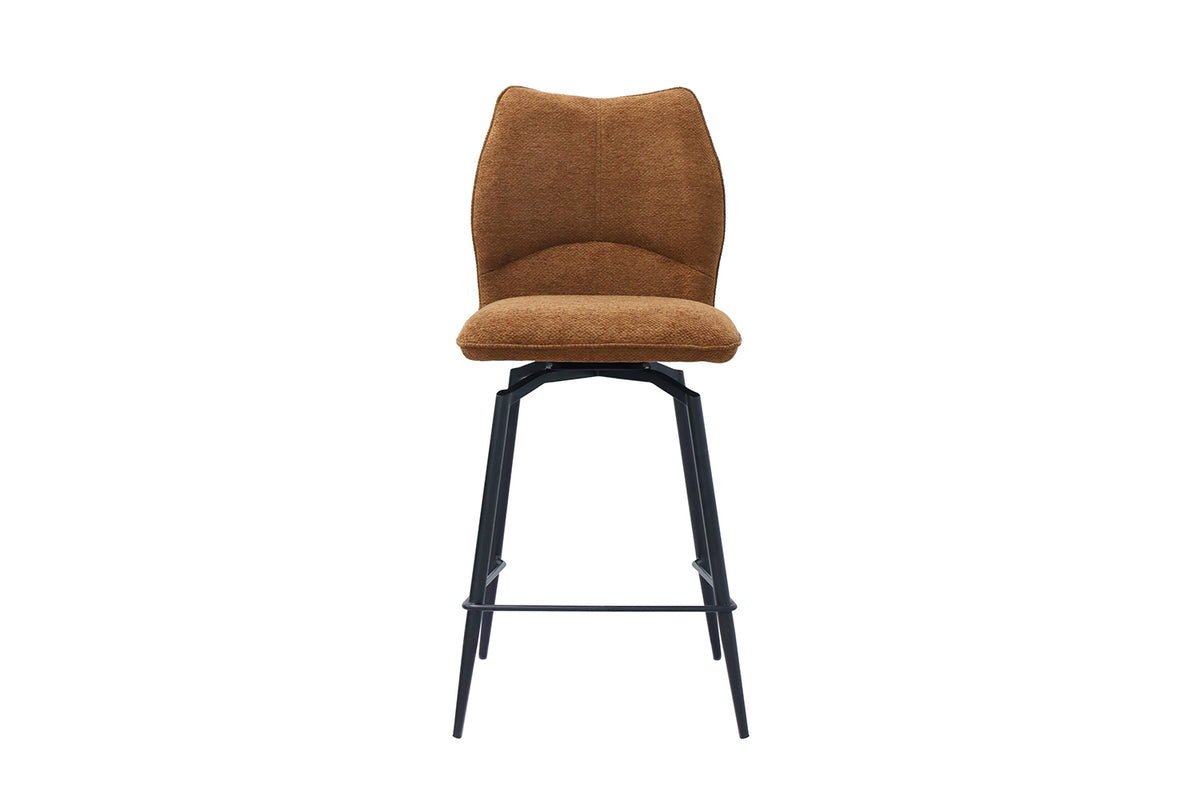 Chaise de comptoir Lara Tissu pivotante Rouille