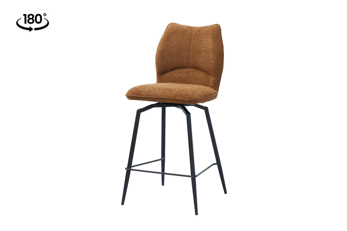 Chaise de comptoir Lara Tissu pivotante Rouille