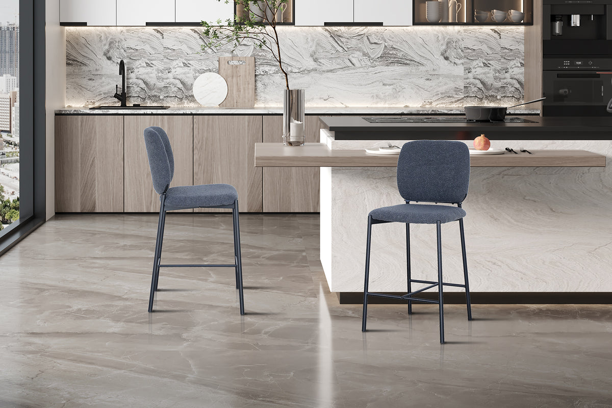 Chaise de comptoir Sophia Tissu Gris foncé