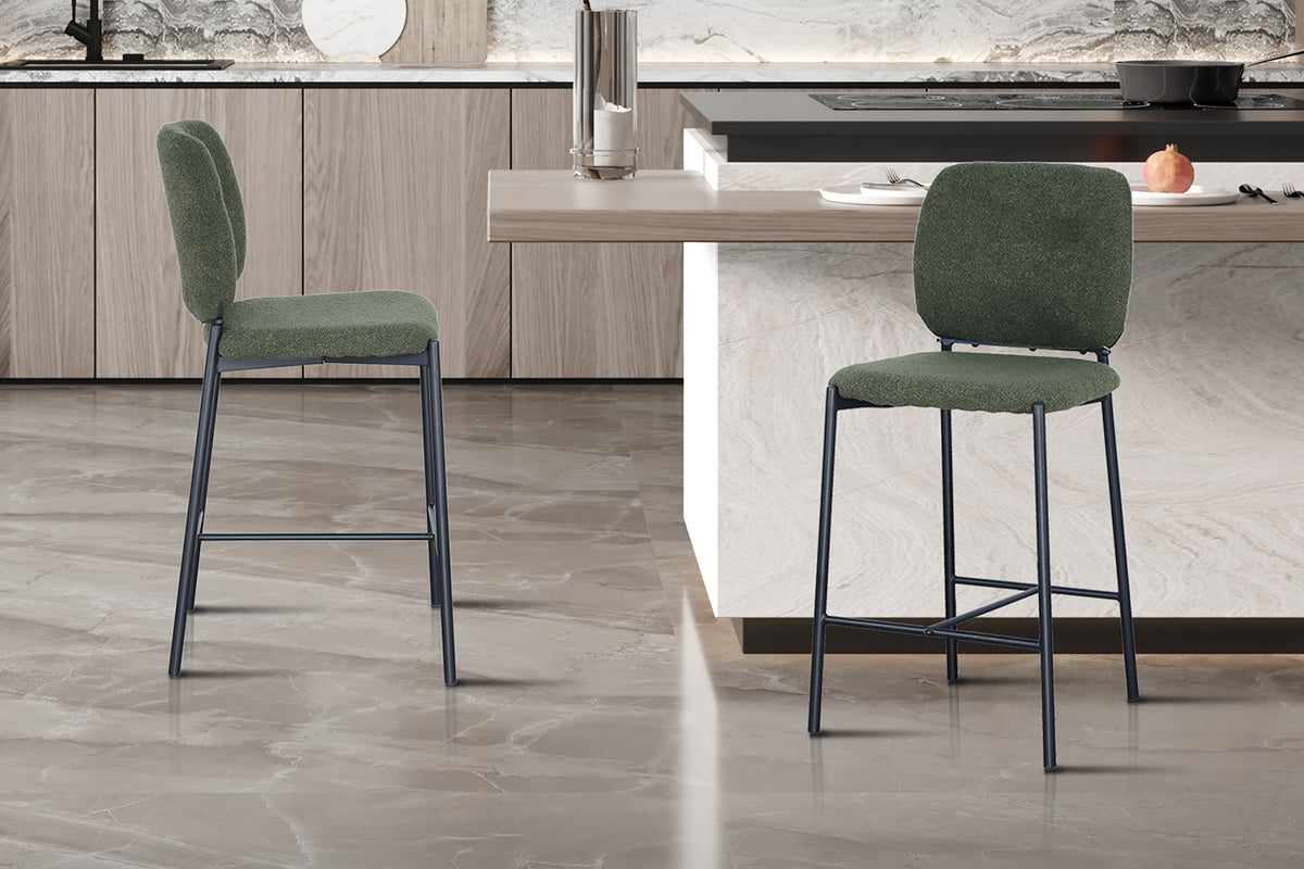 Chaise de comptoir Sophia Tissu Vert