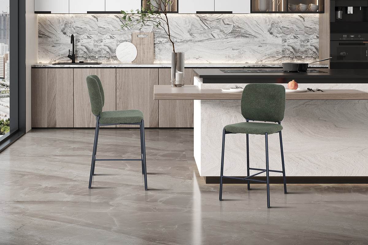 Chaise de comptoir Sophia Tissu Vert