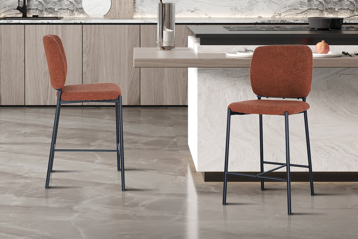 Chaise de comptoir Sophia Tissu Rouille