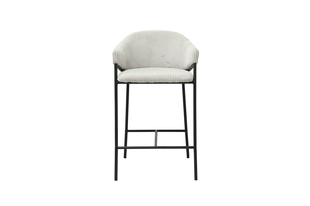 Chaise de comptoir Hugo velours côtelé Gris clair