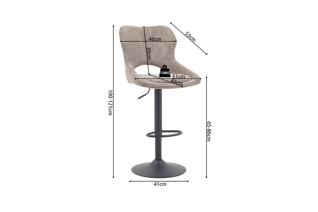Chaise de bar Mori Tissu Poivre