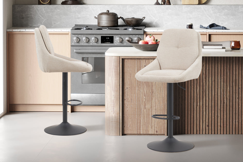 Chaise de bar Sabine Tissu pivotante Écru