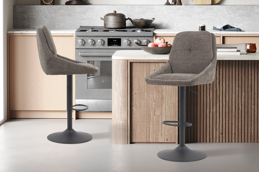 Chaise de bar Sabine Tissu pivotante Gris