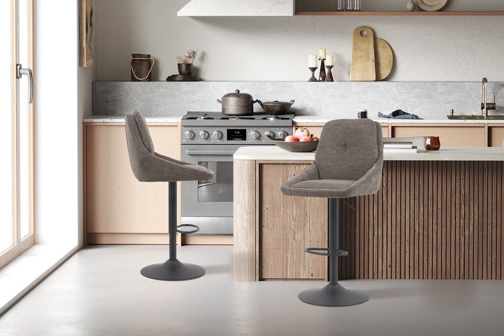 Chaise de bar Sabine Tissu pivotante Gris