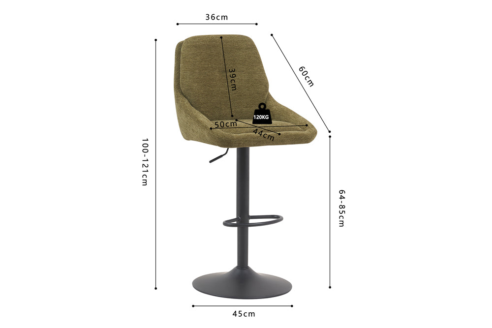 Chaise de bar Sabine Tissu pivotante Vert