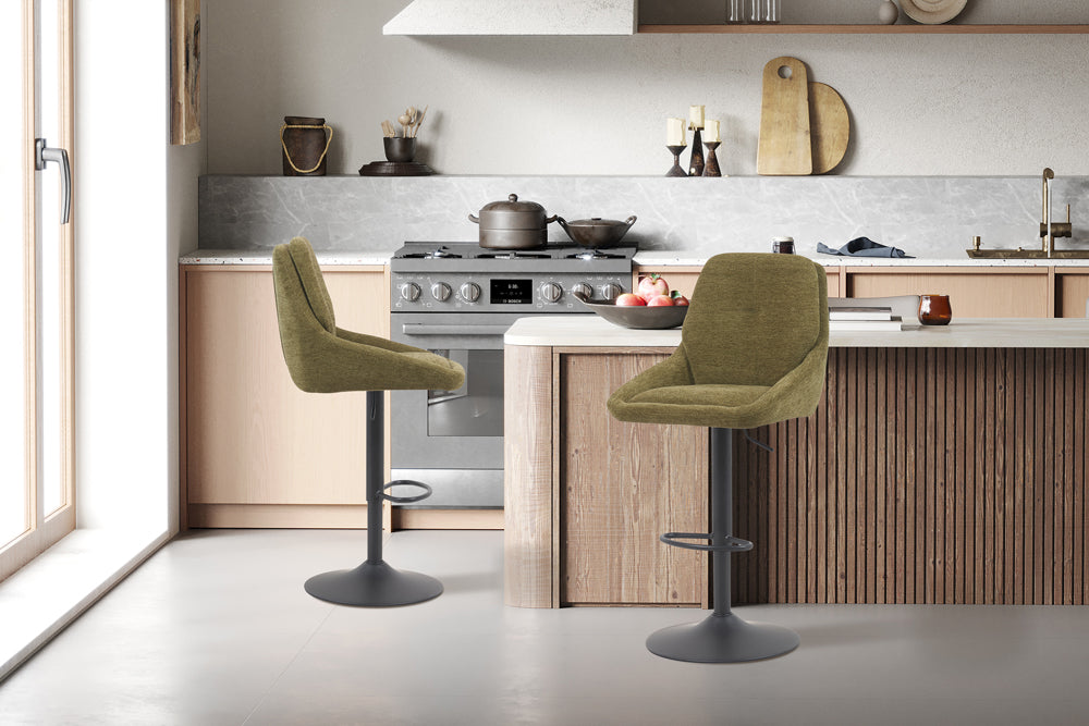 Chaise de bar Sabine Tissu pivotante Vert