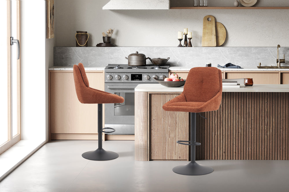 Chaise de bar Sabine Tissu pivotante Rouille