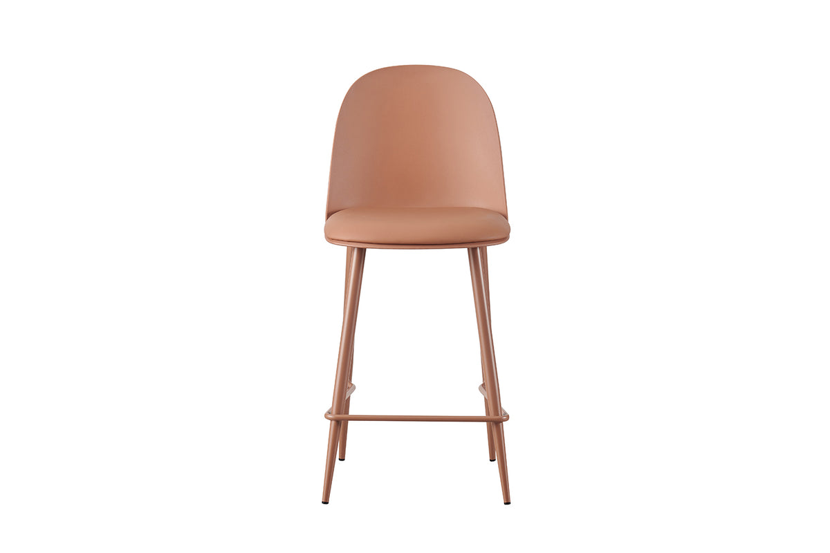 Chaise de comptoir Jasmin Assise polypropylène Coussin similicuir Terracotta