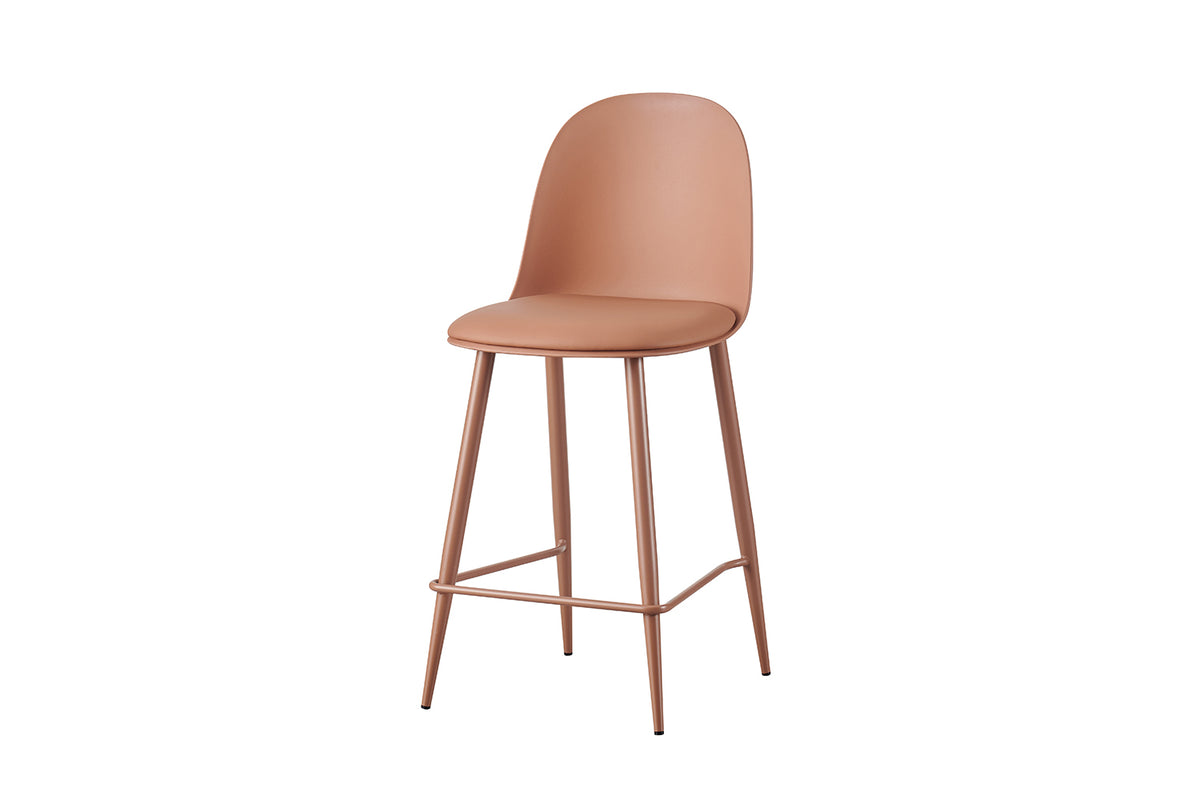 Chaise de comptoir Jasmin Assise polypropylène Coussin similicuir Terracotta
