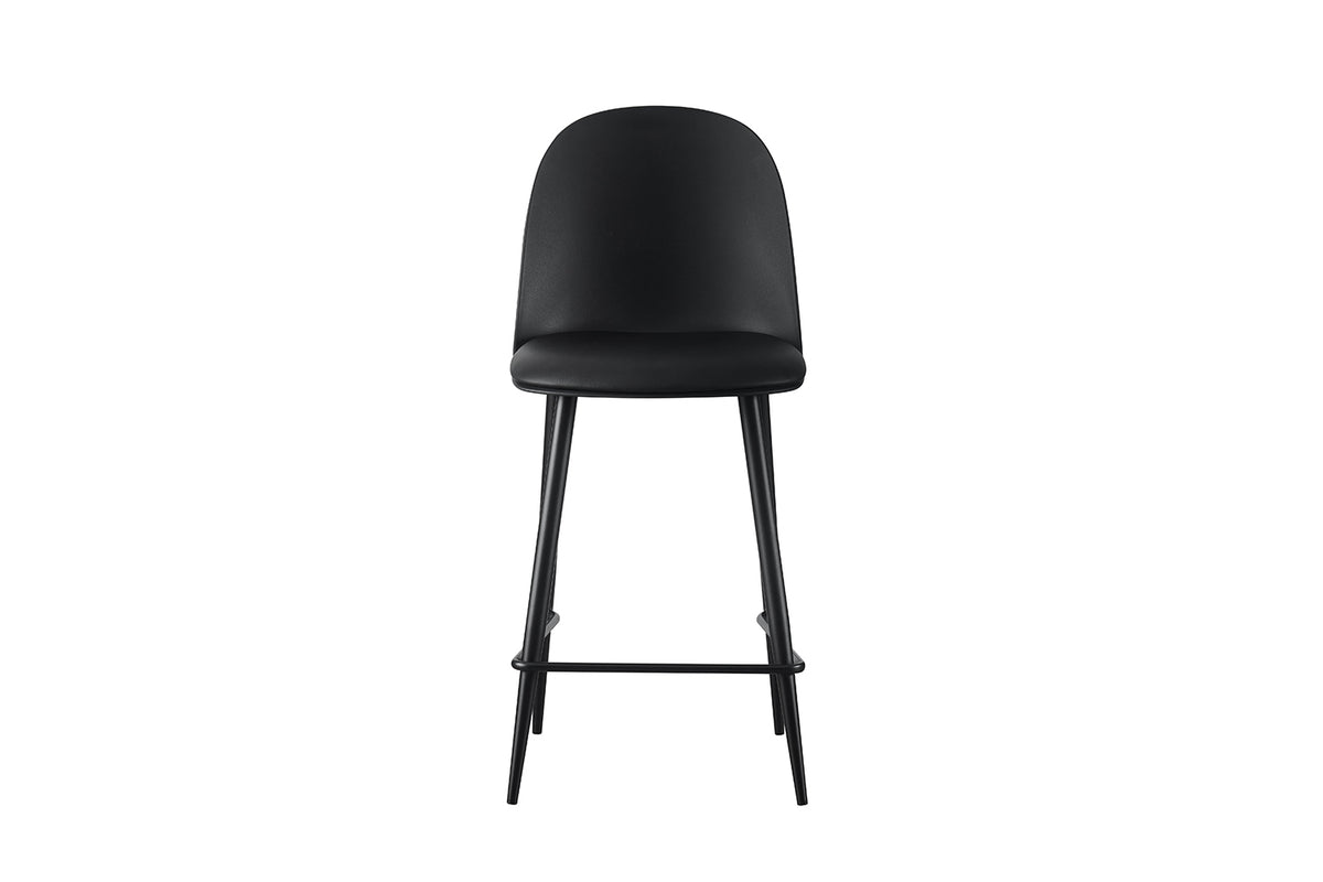 Chaise de comptoir Jasmin Assise polypropylène Coussin similicuir Noir