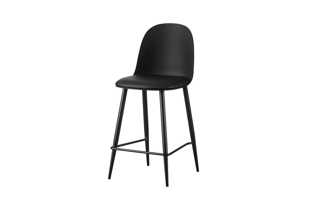 Chaise de comptoir Jasmin Assise polypropylène Coussin similicuir Noir