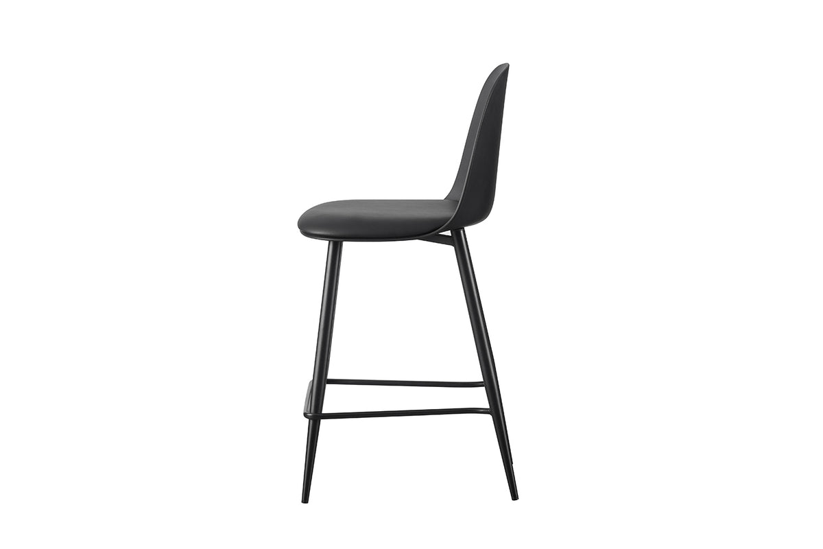 Chaise de comptoir Jasmin Assise polypropylène Coussin similicuir Noir