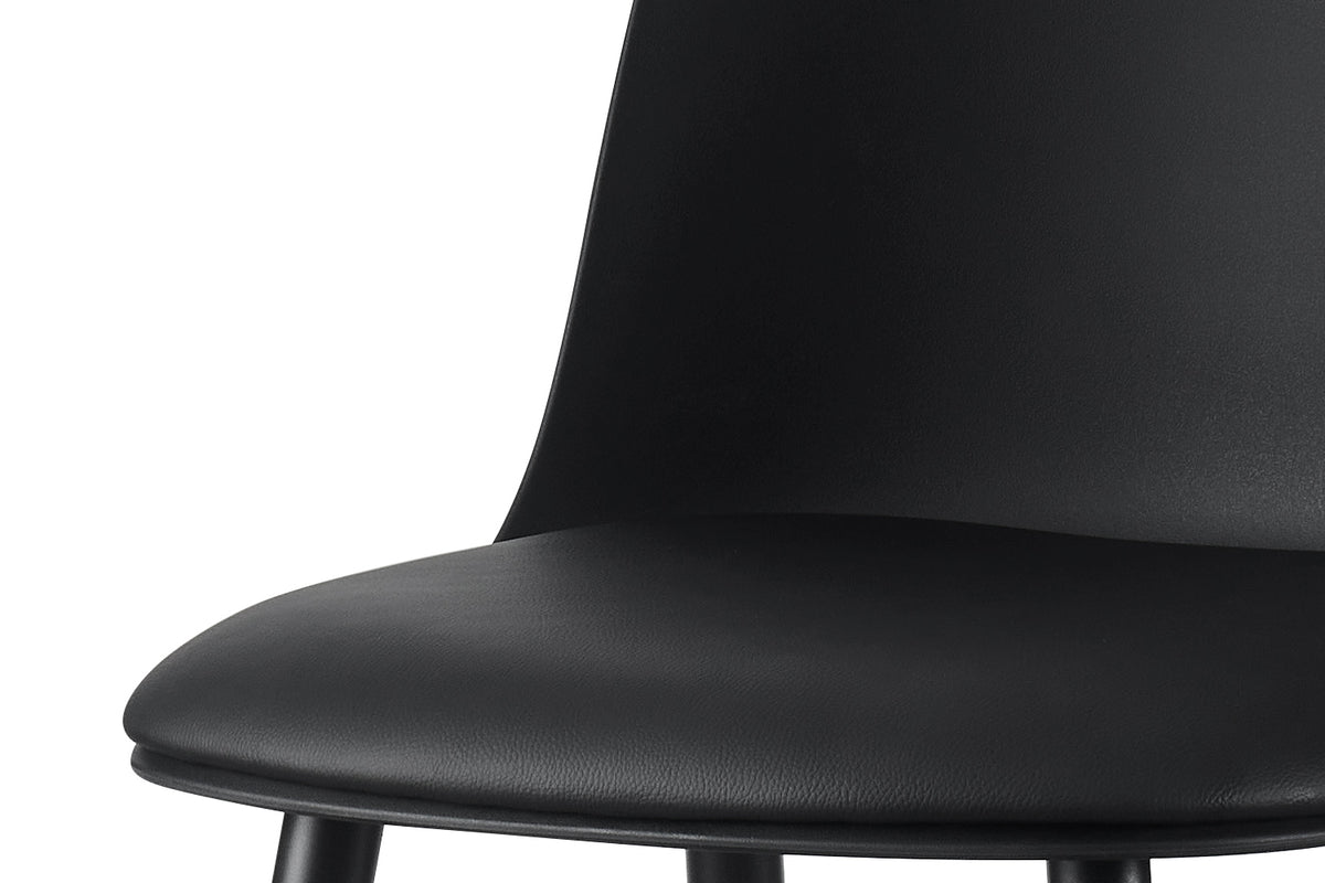 Chaise de comptoir Jasmin Assise polypropylène Coussin similicuir Noir