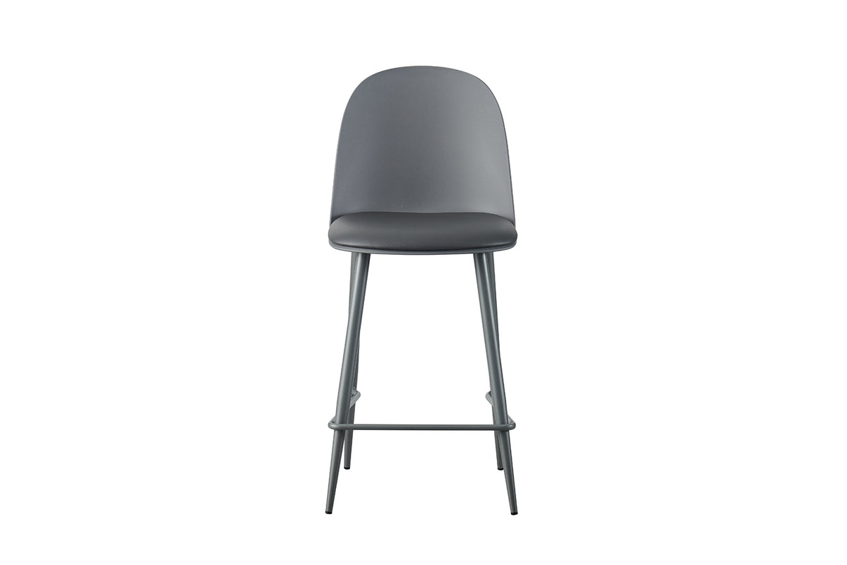 Chaise de comptoir Jasmin Assise polypropylène Coussin similicuir Gris