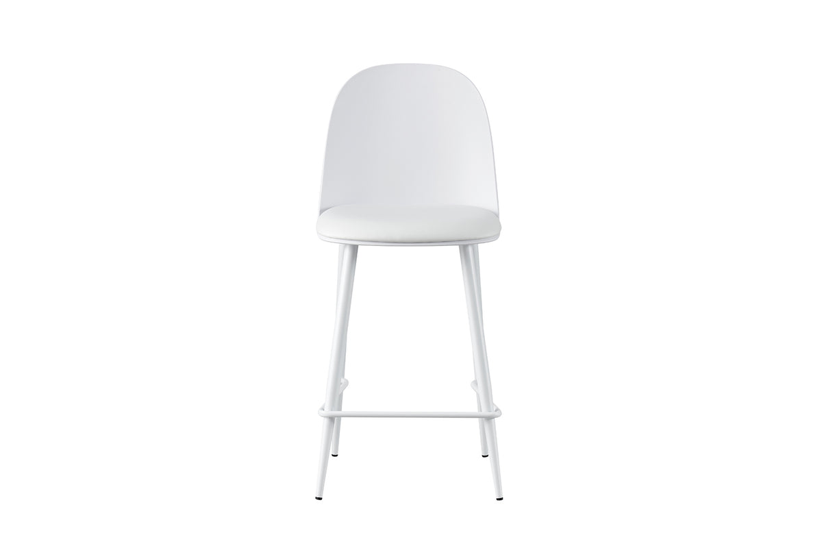 Chaise de comptoir Jasmin Assise polypropylène Coussin similicuir Blanc