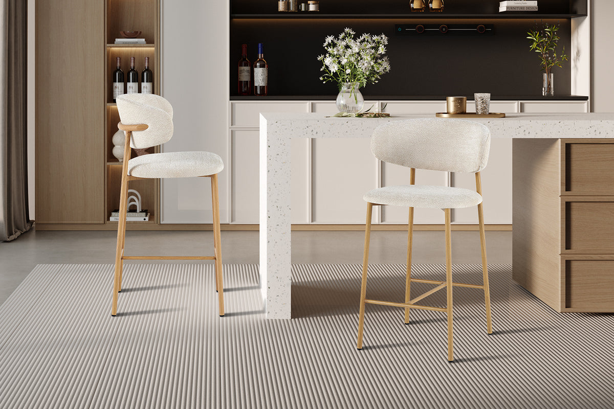 Chaise de comptoir Coco Naturel – Tissu Beige