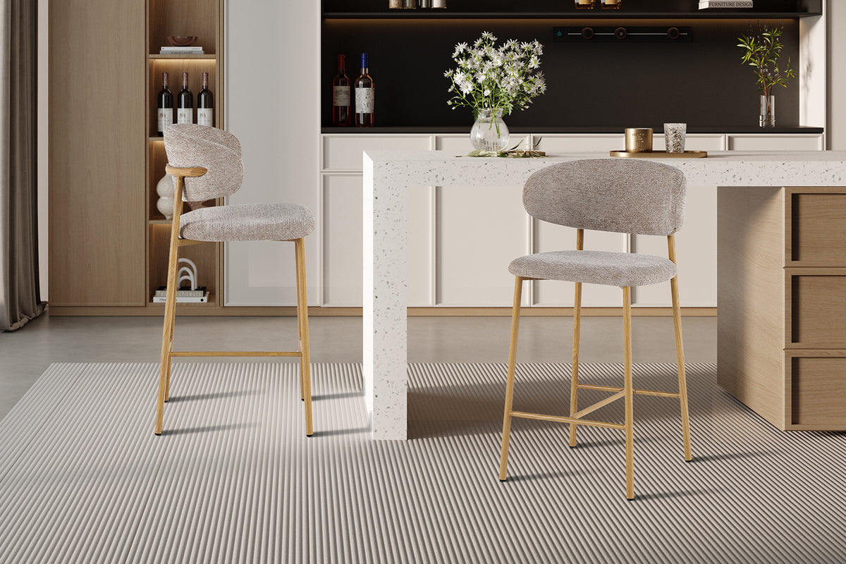 Chaise de comptoir Coco Naturel – Tissu Sable