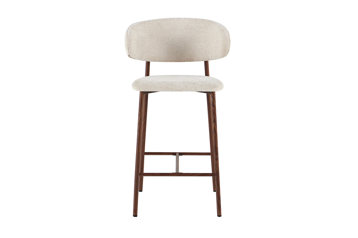 Chaise de comptoir Coco Noyer – Tissu Beige