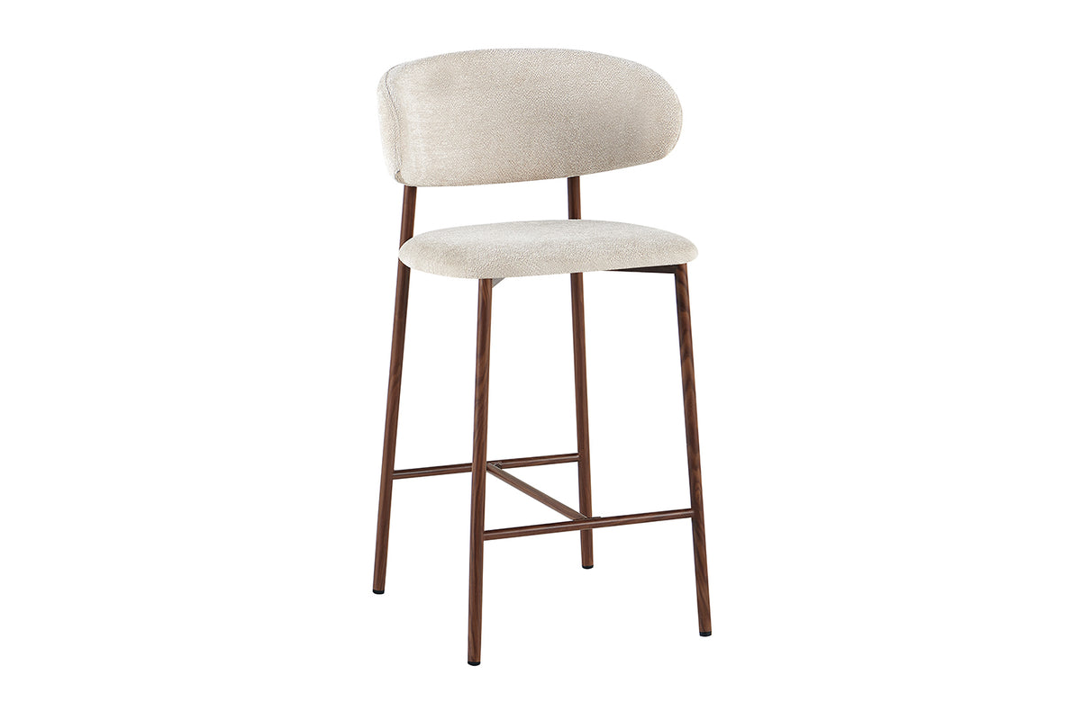 Chaise de comptoir Coco Noyer – Tissu Beige