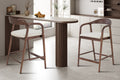 Chaise de comptoir Claire Frêne Noyer Beige