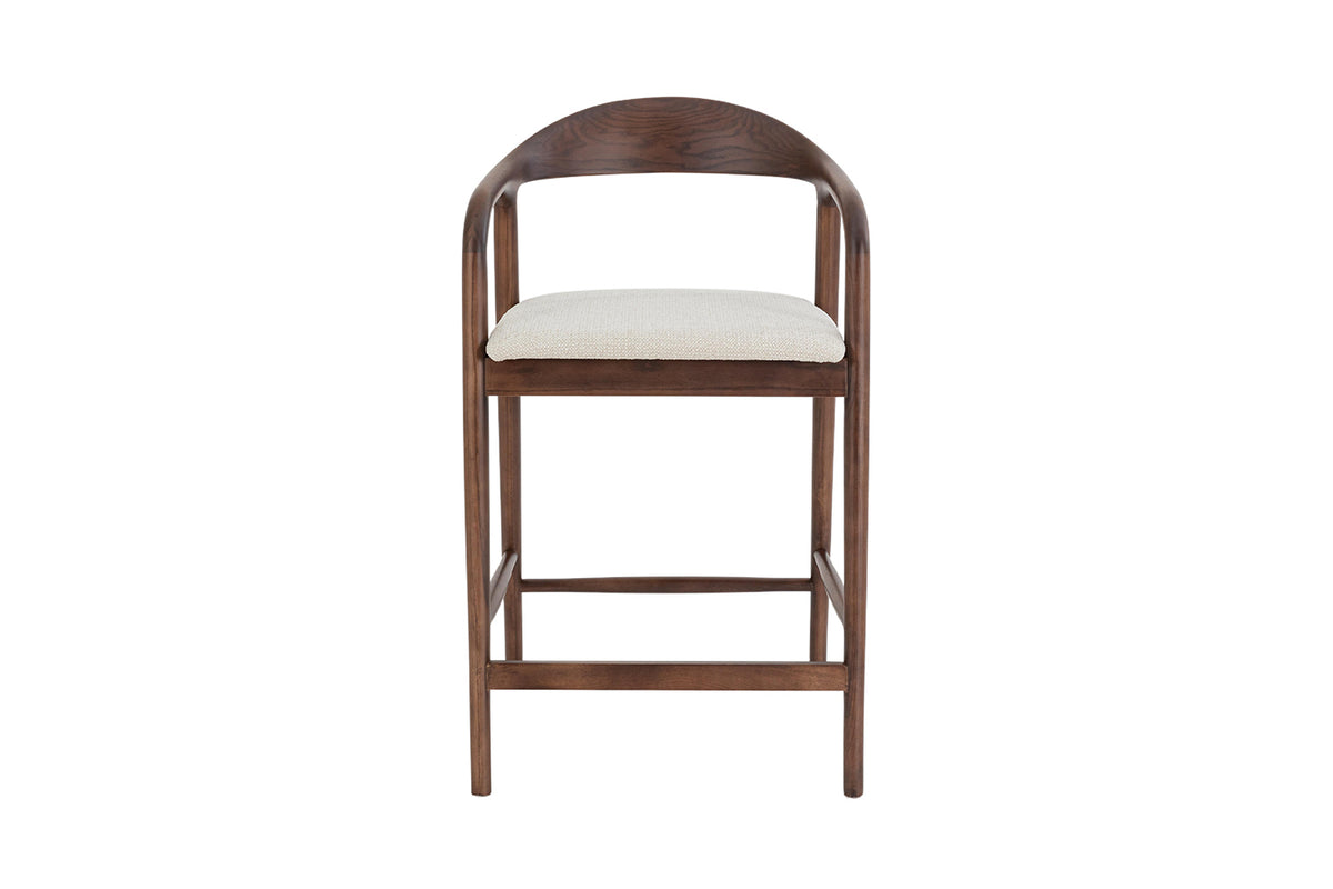 Chaise de comptoir Claire Frêne Noyer Beige