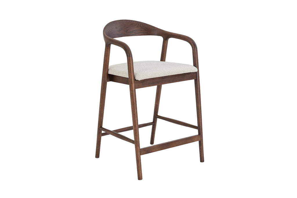 Chaise de comptoir Claire Frêne Noyer Beige