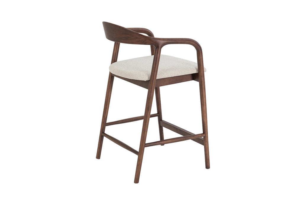 Chaise de comptoir Claire Frêne Noyer Beige