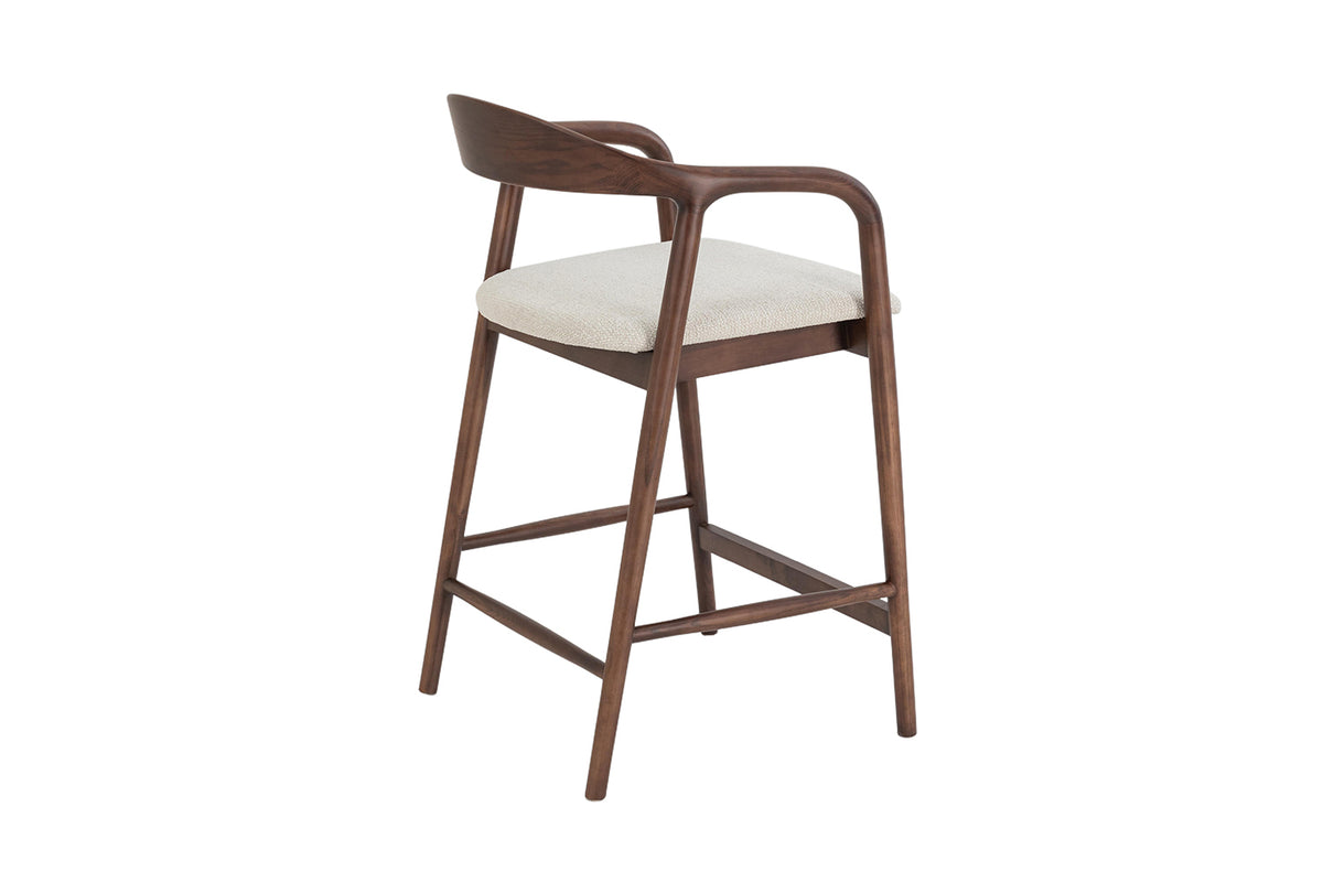 Chaise de comptoir Claire Frêne Noyer Beige