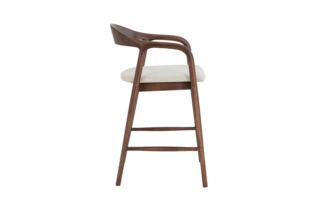 Chaise de comptoir Claire Frêne Noyer Beige