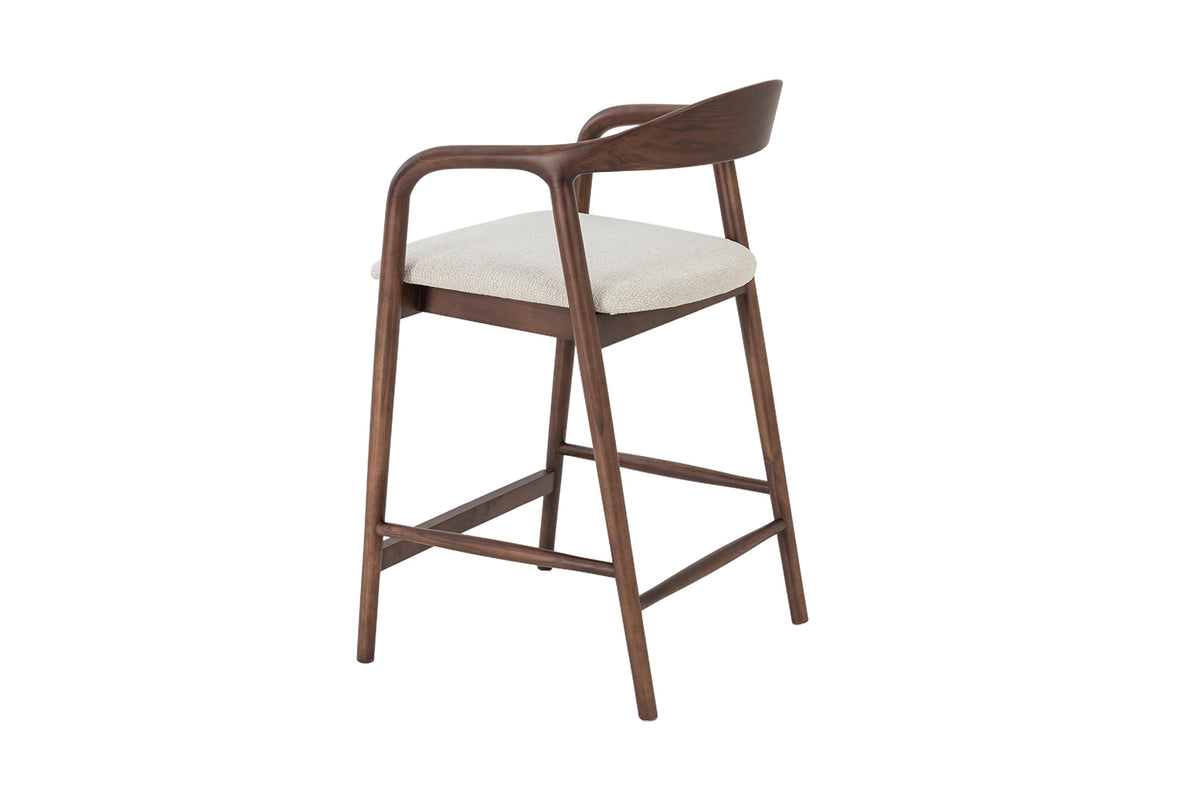 Chaise de comptoir Claire Frêne Noyer Beige