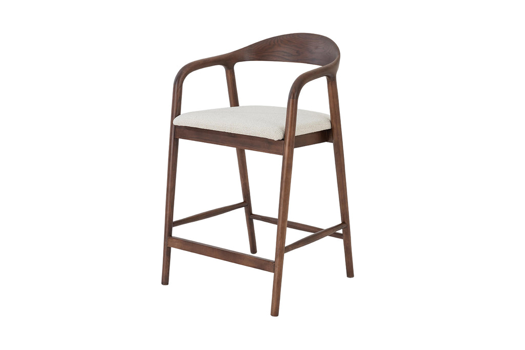 Chaise de comptoir Claire Frêne Noyer Beige