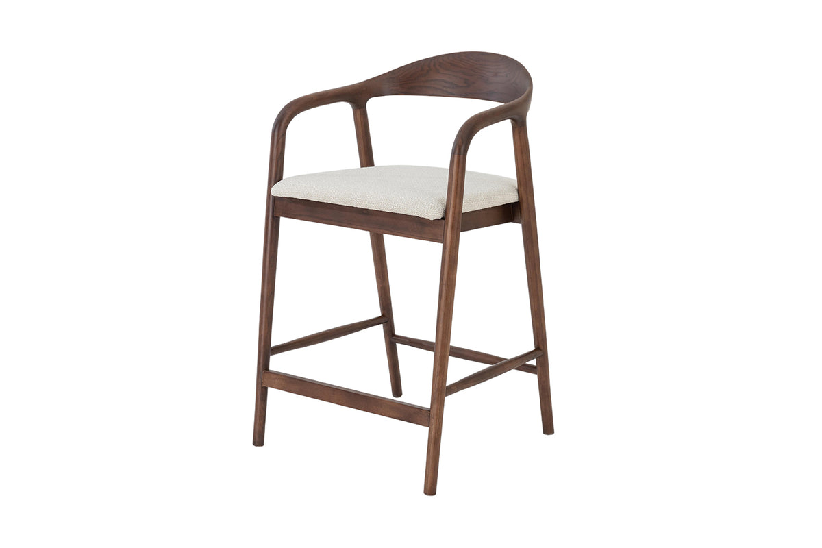 Chaise de comptoir Claire Frêne Noyer Beige