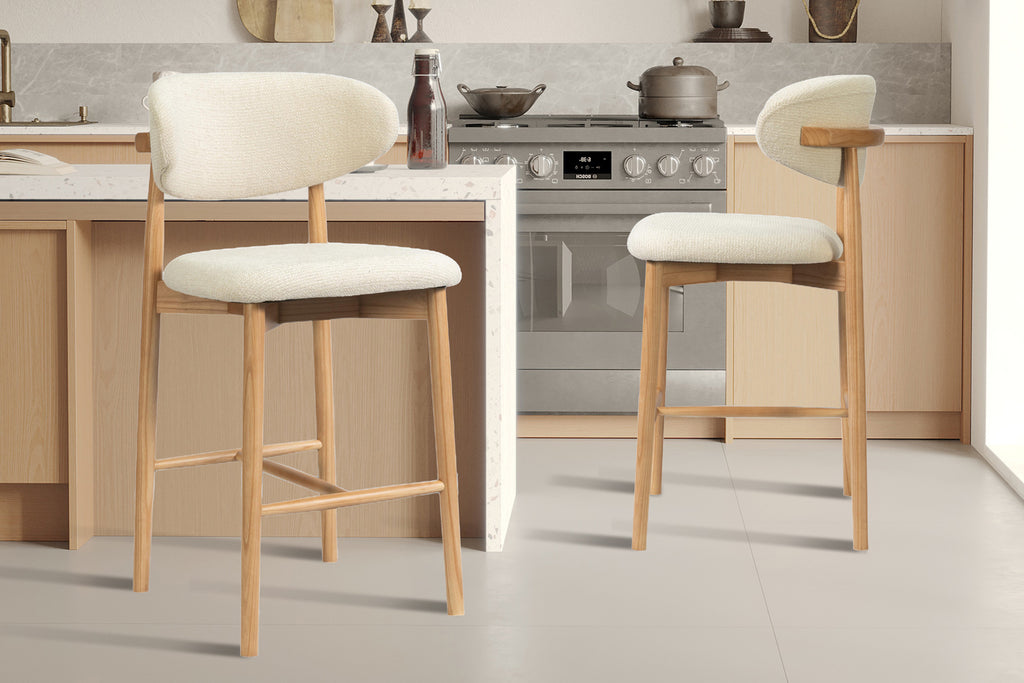 Chaise de comptoir Clara Frêne Naturel Beige