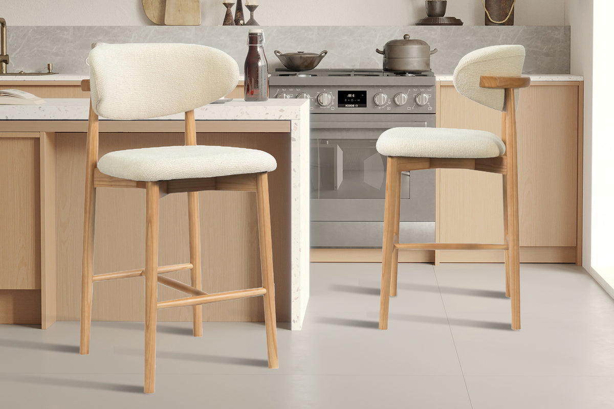 Chaise de comptoir Clara Frêne Naturel Beige