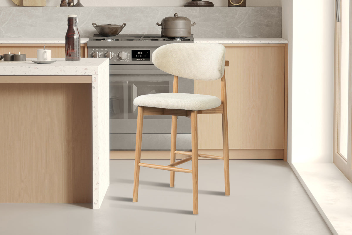 Chaise de comptoir Clara Frêne Naturel Beige