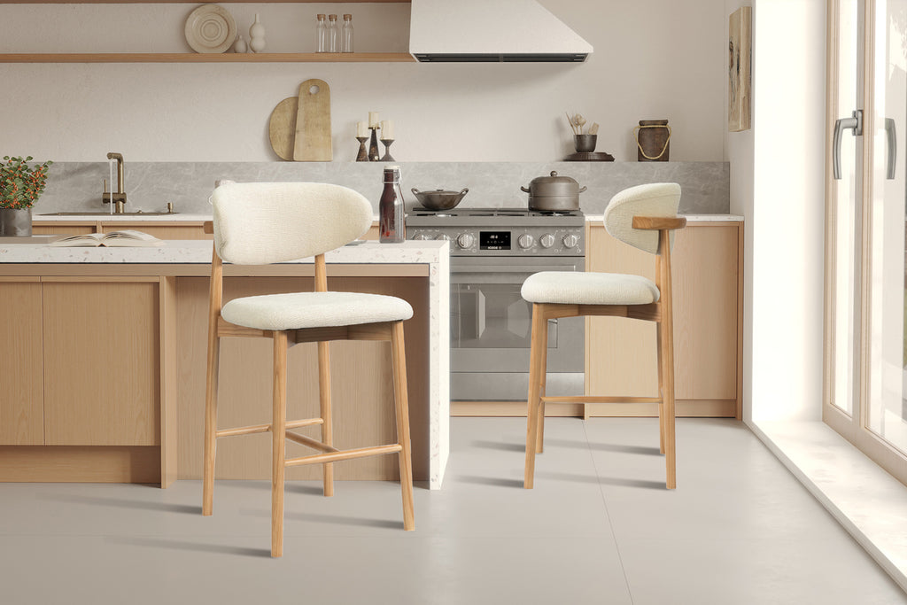 Chaise de comptoir Clara Frêne Naturel Beige