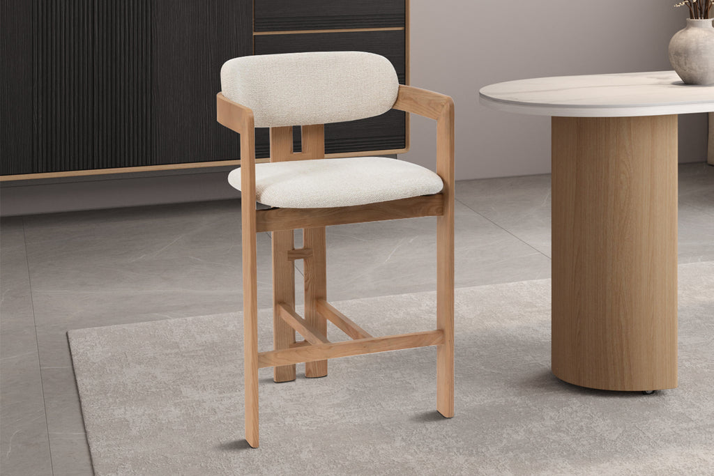 Chaise de comptoir Camille Frêne Nat. Beige