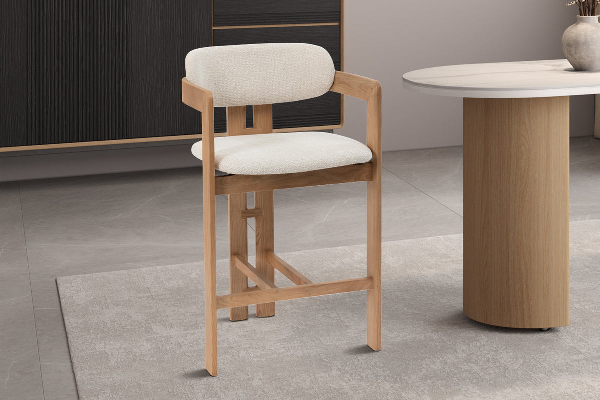 Chaise de comptoir Camille Frêne Nat. Beige