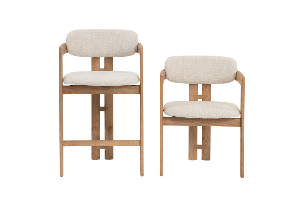 Chaise de comptoir Camille Frêne Nat. Beige