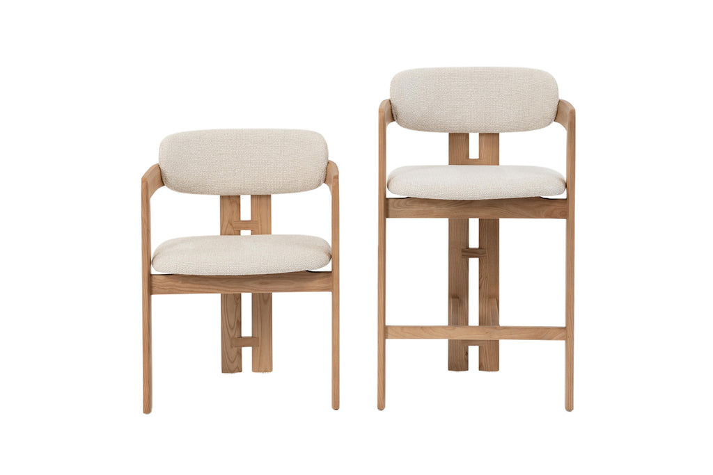Chaise de comptoir Camille Frêne Nat. Beige
